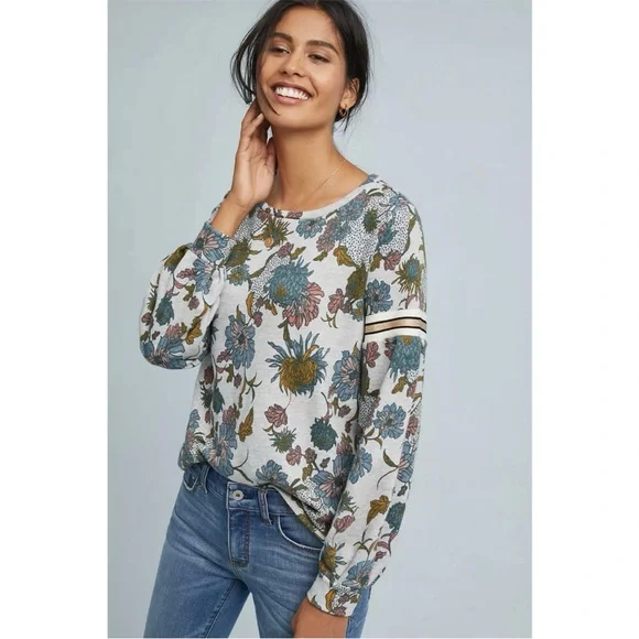 Anthropologie Dolan Left Coast Tagawa Gray
Floral Blouson Sleeve Sweatshirt - Picture 12 of 12